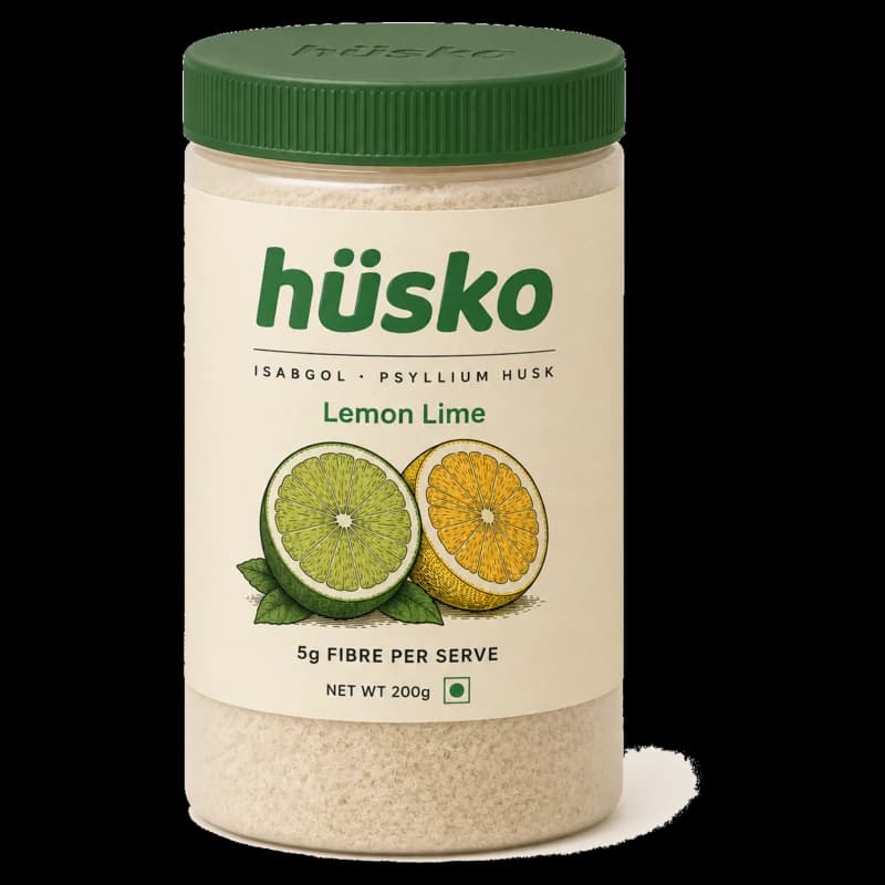A 200 g jar of hüsko Lemon Lime psyllium husk